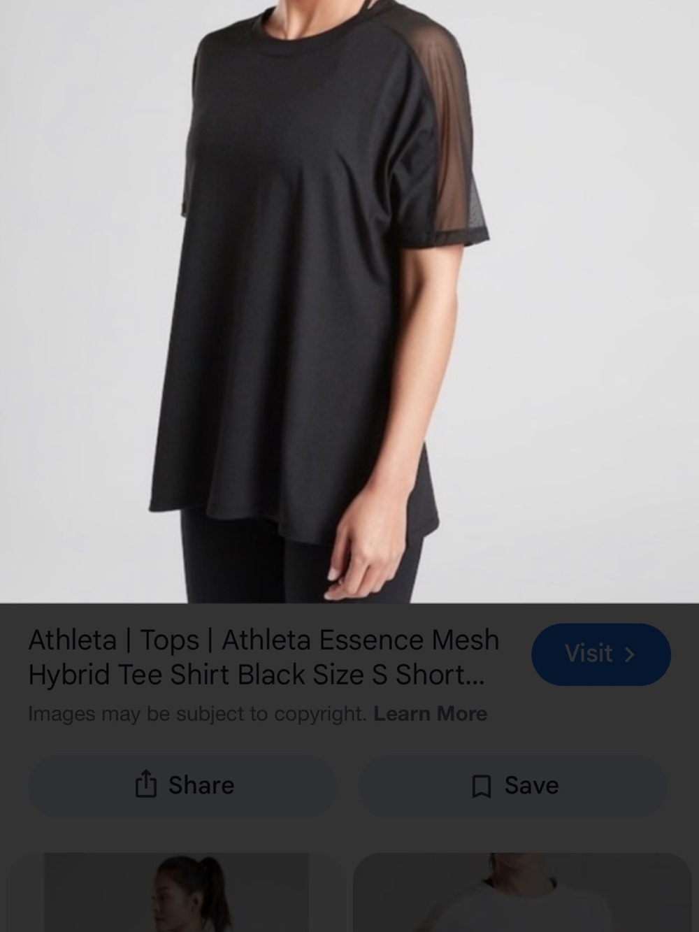 Athleta Black Mesh-Panel Short Sleeve Tee